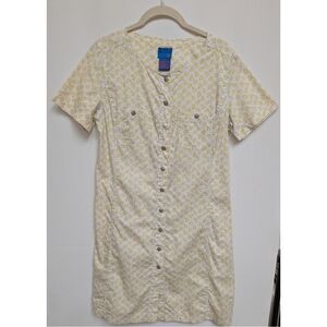 VTG So Blue Pear Fruit Print 100% Cotton Short Sleeve Shift Dress Size 6